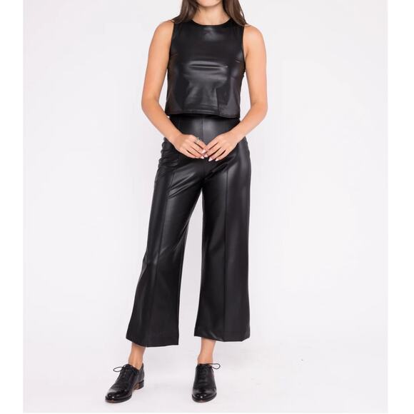Ripley Rader Black Vegan Leather Straight Leg Pant: Cropped Size 3 (Medium) - Picture 1 of 11